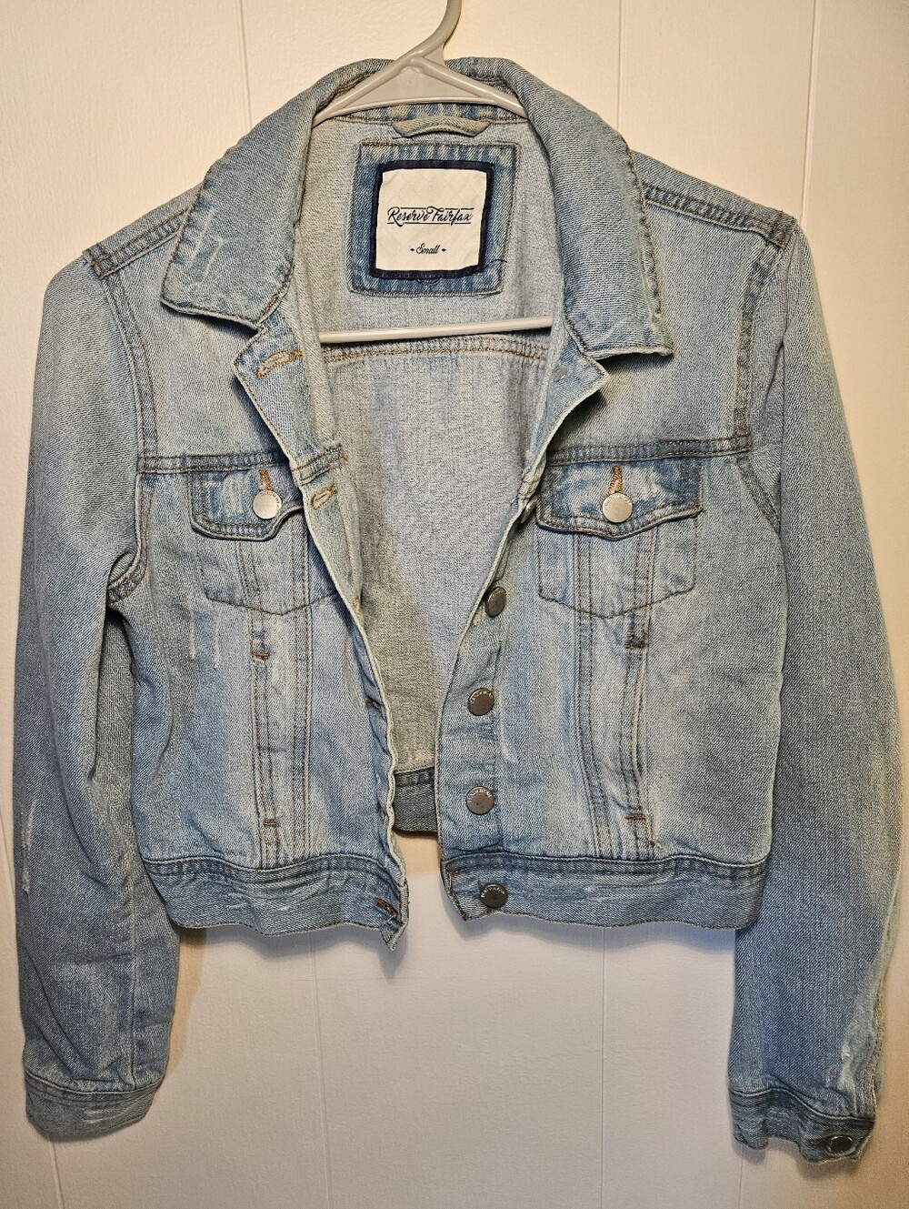 Reserve Fairfax Cropped Light Blue Denim Jacket -